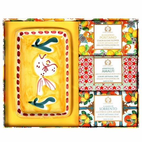 Casa Amalfi - Lemon Maiolica Luxury Artisanal Soap Gift Box 4pce 1 Casa Amalfi - Lemon Maiolica Luxury Artisanal Soap Gift Box 4pce