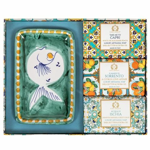 Casa Amalfi - Green Maiolica Luxury Artisanal Soap Gift Box 4pce 1 Casa Amalfi - Green Maiolica Luxury Artisanal Soap Gift Box 4pce