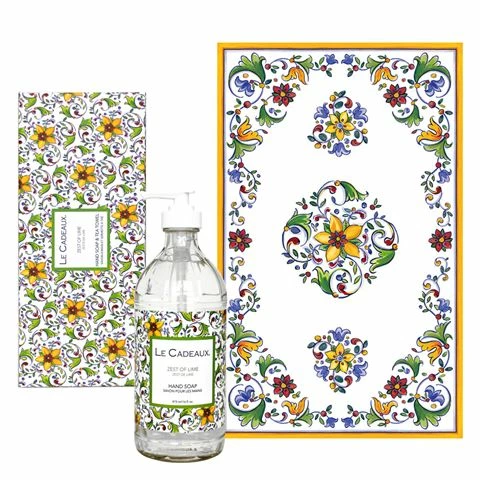 Le Cadeaux - Zest Of Lime Tea Towel & Hand Soap Gift Set 1 Le Cadeaux - Zest Of Lime Tea Towel & Hand Soap Gift Set